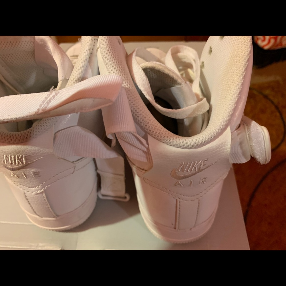 Hi-top all white AF 1’s